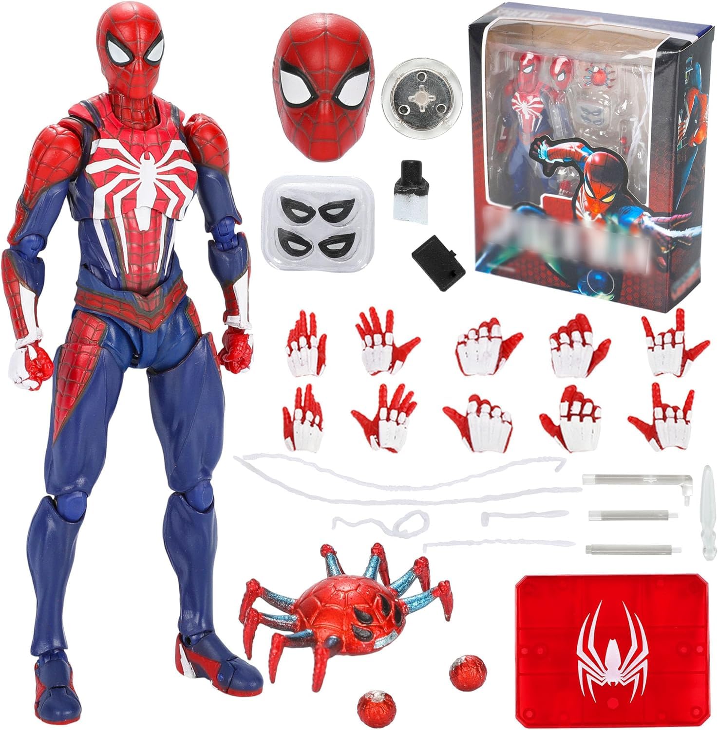 Dupurit Spider Mαn Action Figures Doll Upgrade Suit Game Edition Doll Hand Office Aberdeen Decoration Model Painting Box Set for Fans 6-Inches