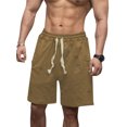 thumbnail image 1 of SUNSIOM Men Loose Joggers Shorts Casual Solid Color Ripped Drawstring Cargo Shorts with Pockets for Summer Streetwear, 1 of 6