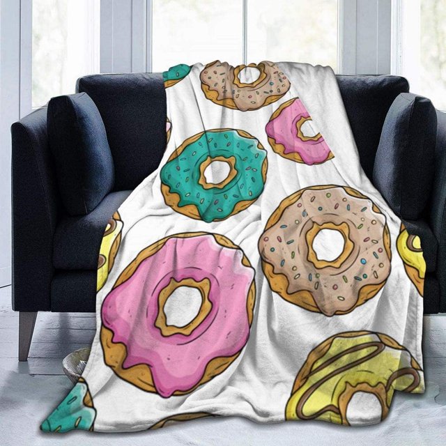 Fleece Blanket Donut Plush Throw Fuzzy Super Soft Reversible Microfiber Flannel Blankets 60"x50"