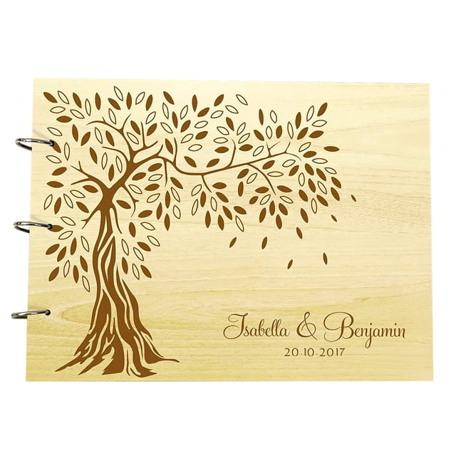 Wedding Tree Guest Book Personalized Wood Engraved Name And Date Photo Album Book For Gifts
