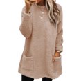 thumbnail image 1 of LUXUR Women Fuzzy Fleece T Shirt Loose Work Tops Pink Gray S, 1 of 2