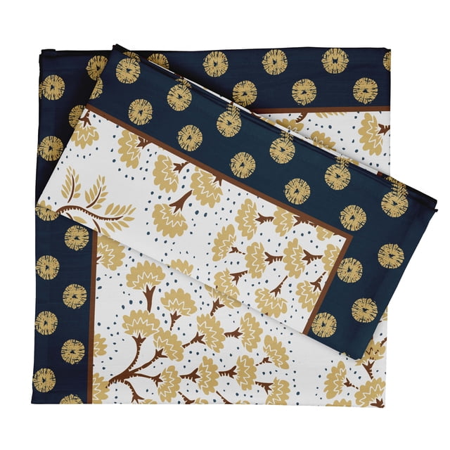 Vargottam Collection de Luxe Linge de Table Décor Serviette en Coton Tissu Imprimé Serviettes Réutilisables Ensemble de 12, 20 X 20 - Bloc Asiatique