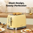 thumbnail image 3 of Culinaid Toaster 2 Slice Retro Stainless Steel with 1.5 Extra Wide Slots Bagel, Defrost, Reheat, Cancel Functions, 6 Bread Shade Settings, Removable Crumb Tray, Yellow, 3 of 8