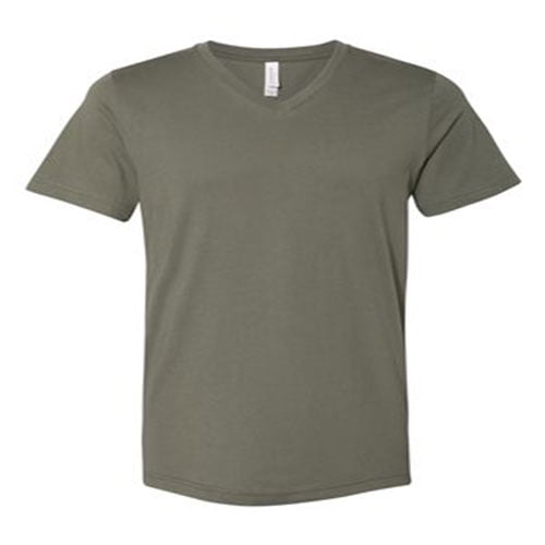 Bella Canvas T-Shirt Jersey à Col en V pour Homme, 3TG, Vert Militaire
