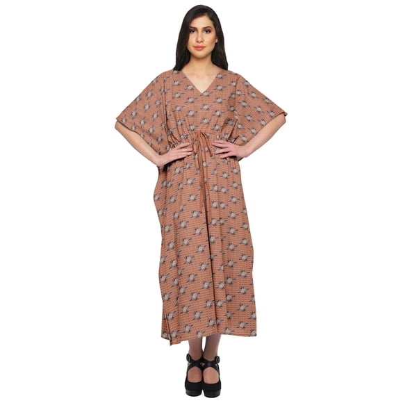 Moomaya Womens Long Beach Kaftan Beachwear Bikini Coverup Dress Kaftan Plus Size - L-XL