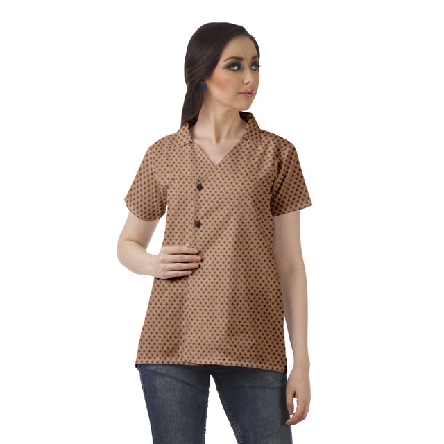 Moomaya Chemise Tunique Style Enveloppant pour Femmes en Coton Décontracté Col Classique Boutonné
