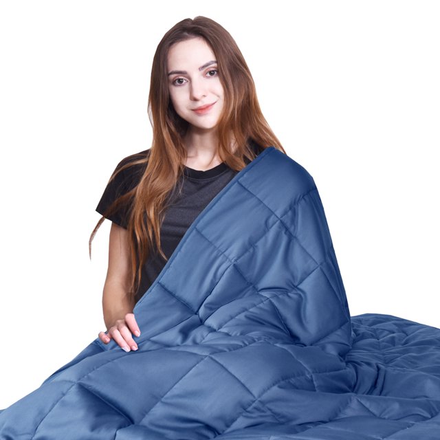 Gymax 10 lbs 41'' x 60'' Cooling Weighted Blanket Luxury Cooler Version Blue