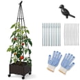 thumbnail image 1 of Costway 1 PCS Jardinière Surélevée avec Bac à Plantes et Treillis Obélisque, Roues Verrouillables, Cage Jardinière, 1 of 10