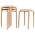 thumbnail image 2 of Patiojoy 4 pcs 17" Round Stacking Stool Dining Chair Set Backless Wood Seats Natural, 2 of 8
