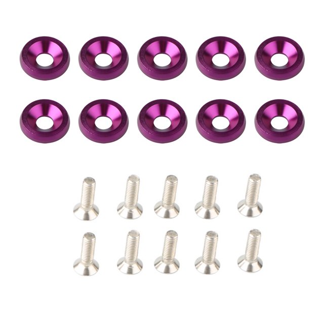 ruzhgo 10 Pieces/Set Car Modification Front Rear Bumper Washer Exterior Bolts M6 Screw Universal Automobile Black Purple