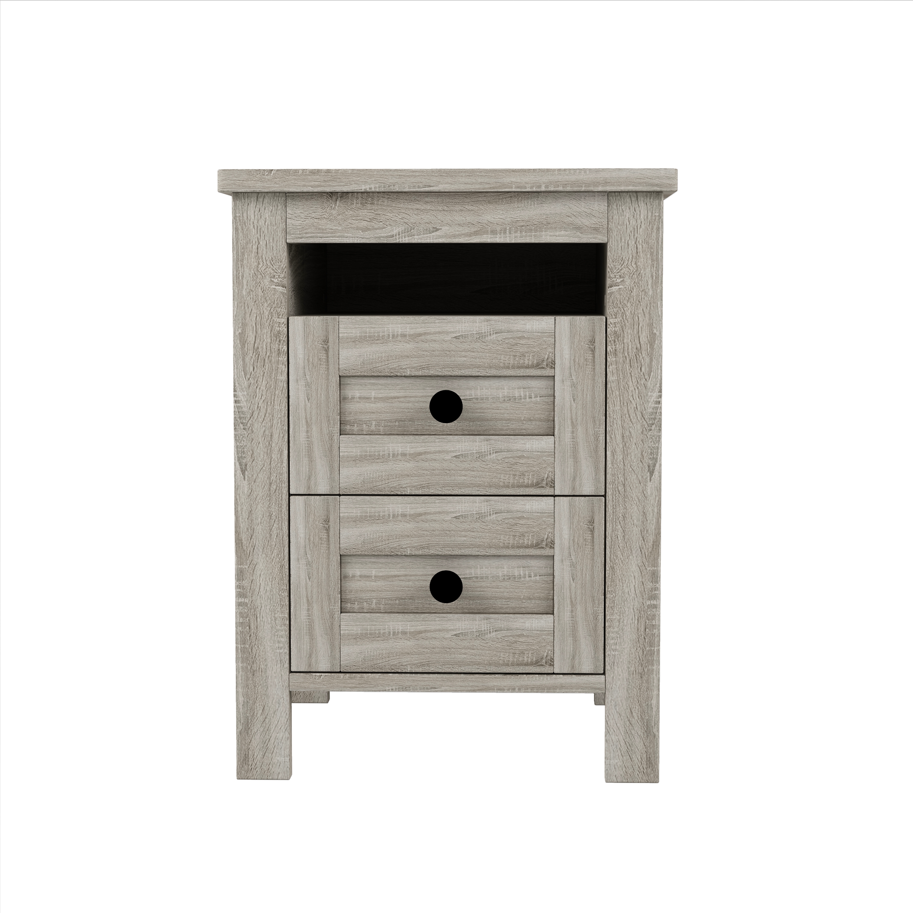 Ensemble de chambre 3 pièces Noble House : lit plateforme de style ferme, grand lit, gris antique