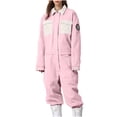 thumbnail image 1 of Timegard Winter Women Snowsuit Lapel Neck Long Sleeve Loose Rompers Outdoor Ski Active Athletic Windproof Jumpsuit, 1 of 8
