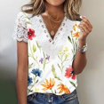thumbnail image 1 of Chemises Femmes Mode Été Aguichant Pli Imprimé Régulier Femmes Manches Courtes Col en V Bouton Haut Blouses Aguichant pour Femmes Rendez-Vous du Soir en Liquidation, 1 of 5