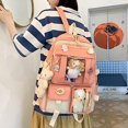 thumbnail image 2 of Kawaii Backpack Backpack Kawaii Pendants and Pins Accessories 5Pcs Set Cute Kawaii Rucksack for School Bag Cute Aesthetic Backpack 17in Travel Rucksack School Bag (Black), 2 of 5