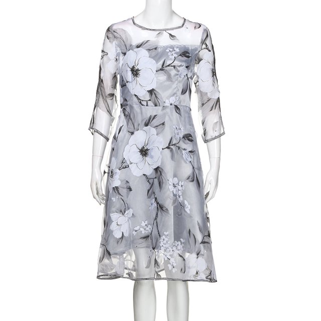 Ketyyh-chn99 Robes pour Femmes Été Robe Maxi Combinaisons Manches à Volants Shorts Robe Mini Gris,m