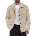 thumbnail image 1 of Lovzfmll Veste Décontractée pour Homme à Revers Cranté, Boutonnée devant, Détail de Poche, Kaki, m, 1 of 9