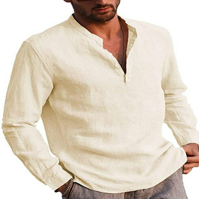Chemise Homme Col Montant Manches Longues Chemises Hommes