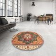 thumbnail image 3 of Ahgly Company Indoor Round Abstract Dark Sienna Brown Abstract Area Rugs, 3' Round, 3 of 6