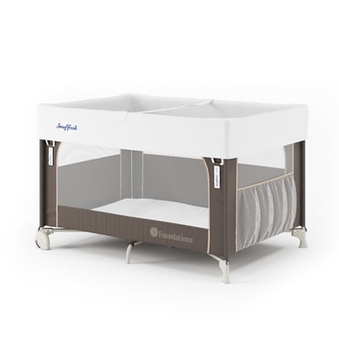 Foundations SnugFresh Elite Travel Play Yard with Washable Cover, Wheels, and Mattress, Sahara