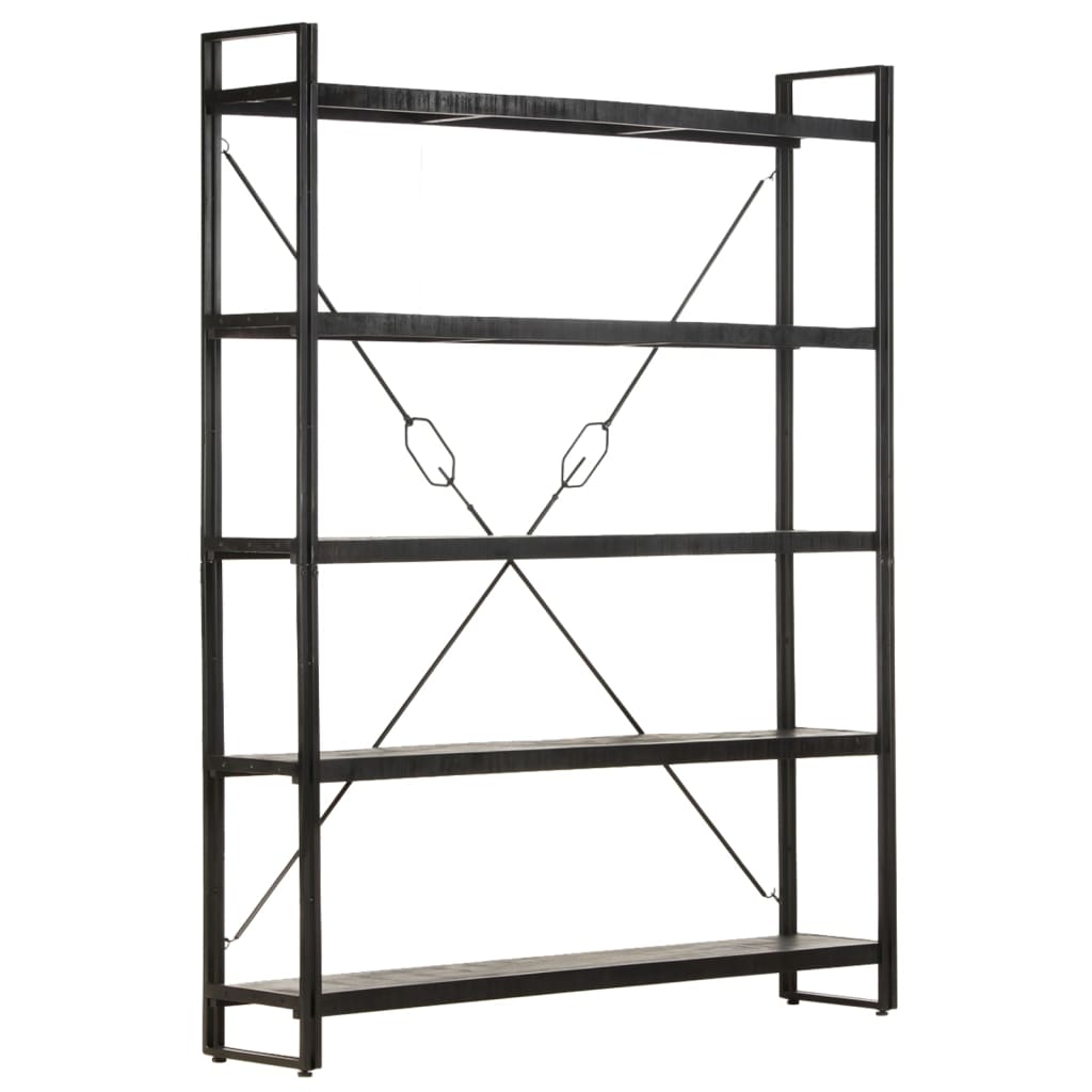vidaXL 5-Tier Bookcase Black 140x30x180 cm Solid Mango Wood
