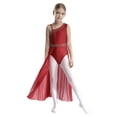 thumbnail image 1 of MSemis Robe de Danse Moderne Sans Manches pour Filles avec Strass Brillants, Jazz Lyrique, Jupe de Ballet Bourgogne 12, 1 of 6