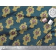thumbnail image 2 of Soimoi Blue Heavy Satin Fabric Floral Damask Printed Fabric 1 Yard 54 Inch Wide, 2 of 3