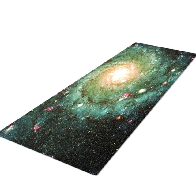 Tapis Tapis de Cuisine Non Petit Tapis Jeté pour Entrée et Chambre. un Tapis Rectangulaire Multicolore au design Inspiré des Galaxies Présentant des Tons Verts, Roses et Blancs Vibrants. Fabriqué à Partir de 100 % de Polypropylène, Il Est Résistant aux Taches, Résistant à la Décoloration et Présente des Taches de Plastique Antidérapantes au Bas pour la Sécurité. Idéal pour la Cuisine, l'Entrée Ou la Déco de Chambre.