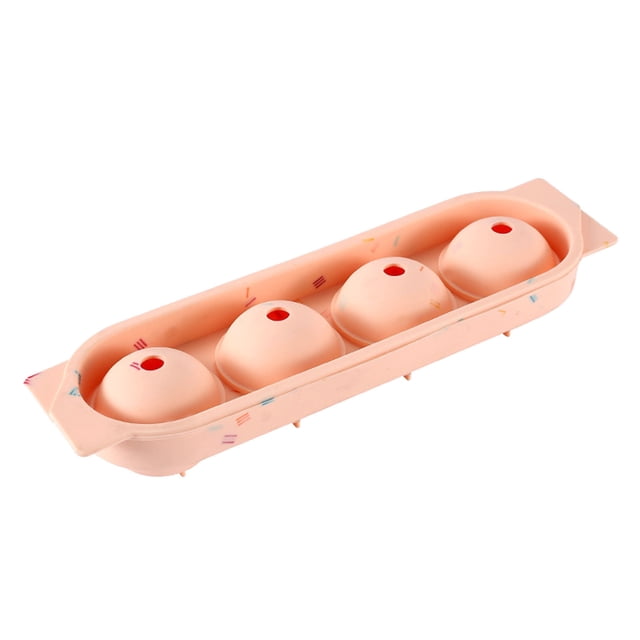 Ice Cubes 4-Cell Spherical Ice Cube Tray with Lid Ice Balls for Drinks and Desserts(Orange Color,1-Piece) Rkxzt