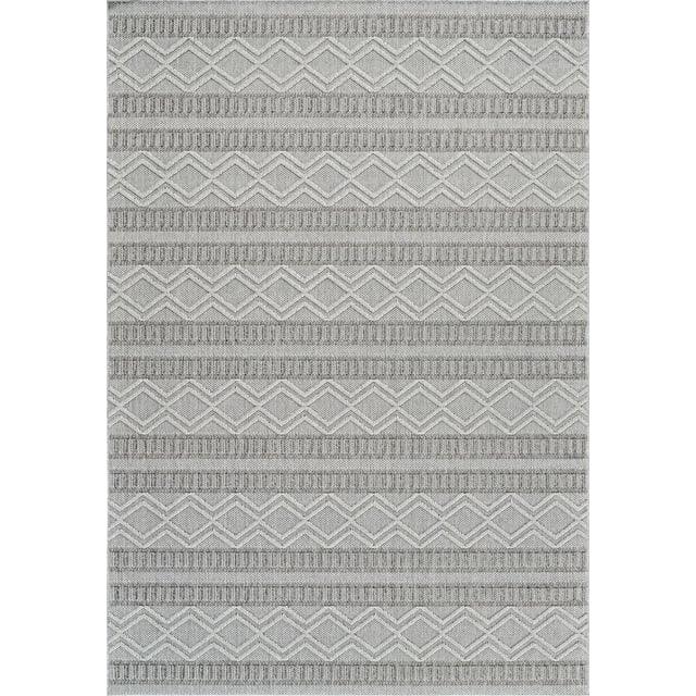 Rug Branch Hogar Abstract Indoor Outdoor Area Rug, Grey Beige, Modern - Living Room, Bedroom, Dining Room, and Kitchen
