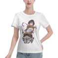 thumbnail image 1 of Women's Basic Short Sleeve T-Shirt Attacking Giant Mikasa Ackerman, 1 of 6