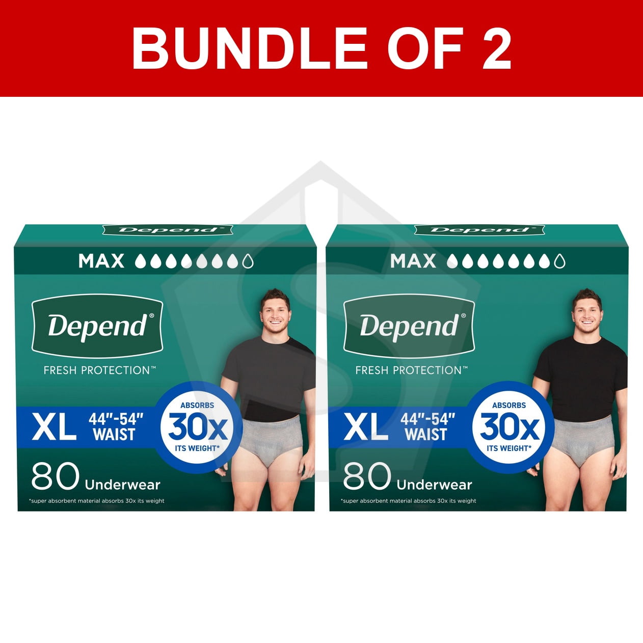 Bundle of 2 - Depend Men's Maximum Absorbency Underwear, Extra Large
