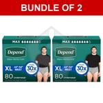 Bundle of 2 - Depend Men's Maximum Absorbency Underwear, Extra Large