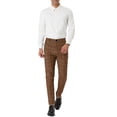 thumbnail image 2 of INSPIRE CHIC Men's Plaid Slim Fit Flat Front Dress Pants with Pockets 30 Dark Brown, 2 of 7