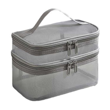 Rbaofujie Bacs de Rangement Grande Capacité Sac de Rangement Transparent à Main Double Couche Portable Sac de Voyage Trousse de Toilette Trousse de Maquillage Petit