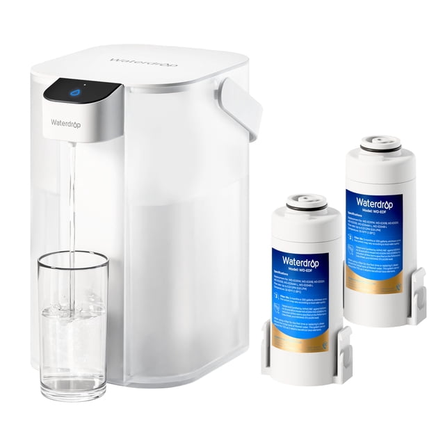 Waterdrop Rechargeable Water Filter Pitcher, Reduce 99.6% of Lead and 45+ Impurities, 6-Month Electric Water Dispenser, Instant 15-Cup Countertop Sys