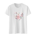 thumbnail image 4 of EQWLJWE Femmes Tops Oversize Graphique Print Tee-Shirt en Vrac Manches Courtes Col Rond Épaule Décontractée Tee-Shirt Dégagement, 4 of 7