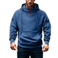thumbnail image 1 of Lyrcatrment Mens Fleece Heavyweight Hoodies 1/4 Zip Drawstring Outdoor Sweatshirts with Multi Pockets, 1 of 7