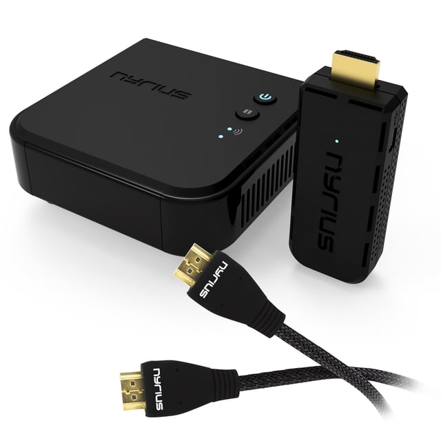 Nyrius ARIES Pro+ Wireless HDMI Video Transmitter & Receiver to Stream 1080p Video up to 165ft from Laptop, PC, Cable Box, Game Console, DSLR Camera with Bonus HDMI Cable (NPCS650)
