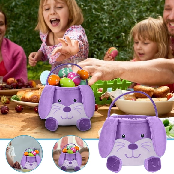 WHEANG Clearance Easter Decoration Basket Plush DIY Basket Resurrection Bunny Decoration