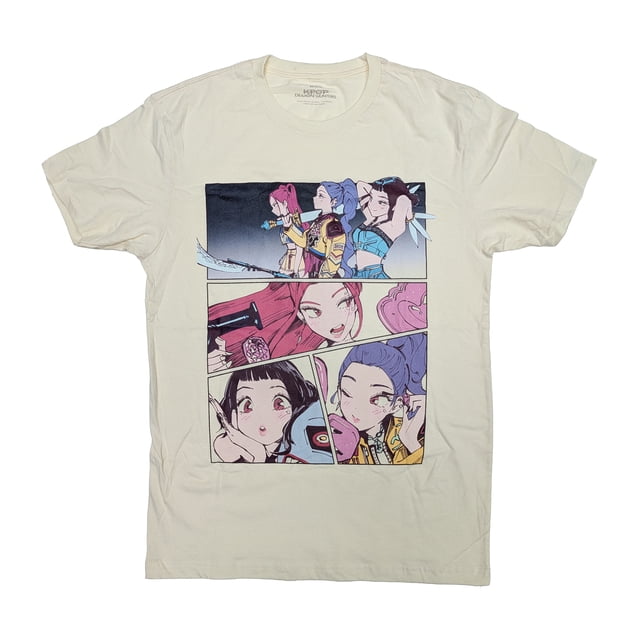 KPop Demon Hunters Panel Art Men's Natural Crew Neck Short Sleeve Tee-XXL