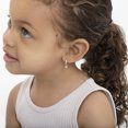 thumbnail image 2 of 925 Sterling Silver Petite Simulated Diamond Heart Charm Hoop Earrings For Girls, 2 of 6