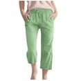 thumbnail image 1 of Plebaso Pantalons Capris Garçons Filles Coton Lin Cordon de Serrage Pantalons Décontractés Légers Raccourcis avec Poches, 1 of 5
