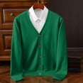 thumbnail image 2 of aohooy Mens V-Neck Sweater Elegant Business Long Sleeve Button Down Cardigans for Men Basic Knitted Sweater with Fake Pockets Green,L, 2 of 8