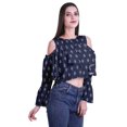 thumbnail image 3 of Moomaya Printed Casual Long Sleeve Tops Women Cold Shoulder Ruffle Sleeves Top, 3 of 4