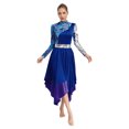 thumbnail image 3 of Nyeemya Robe de Danse Lyrique pour Femmes Manches Longues Métalliques Imprimé Rétro Coloré Tunique de Danse Culte Bleu TG, 3 of 6