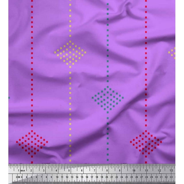 Soimoi Purple Modal Satin Fabric Dotted Jamdani Decor Fabric Printed Yard 42 Inch Wide