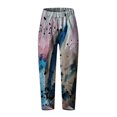 thumbnail image 4 of Pantalons en Lin pour Femmes Été 2023 Mode Ample Taille Élastique Boutons Imprimé Mince Extensible Pantalons Skinny Taille Haute Grande Taille pour Femmes, 4 of 4
