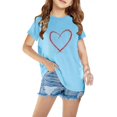 thumbnail image 1 of Rbaofujie Girls Graphic Tees Short Sleeve Heart Printed Shirts Blouse Tops, 1 of 4