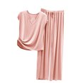 thumbnail image 1 of Yuyuzo Womens Pajama Set 2 Piece Short Sleeve V Neck Top Homewear Drawstring Pants Fall Comfy Pj Sets, 1 of 4