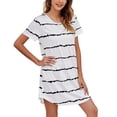 thumbnail image 1 of Pxiakgy Chemises de Nuit pour Femmes Chemise de Nuit à Manches Courtes à Rayures Imprimées Col Rond Mignonne Nuisette Confortable Robe de Nuit Chemise de Nuit pour Femmes Blanc + m, 1 of 6
